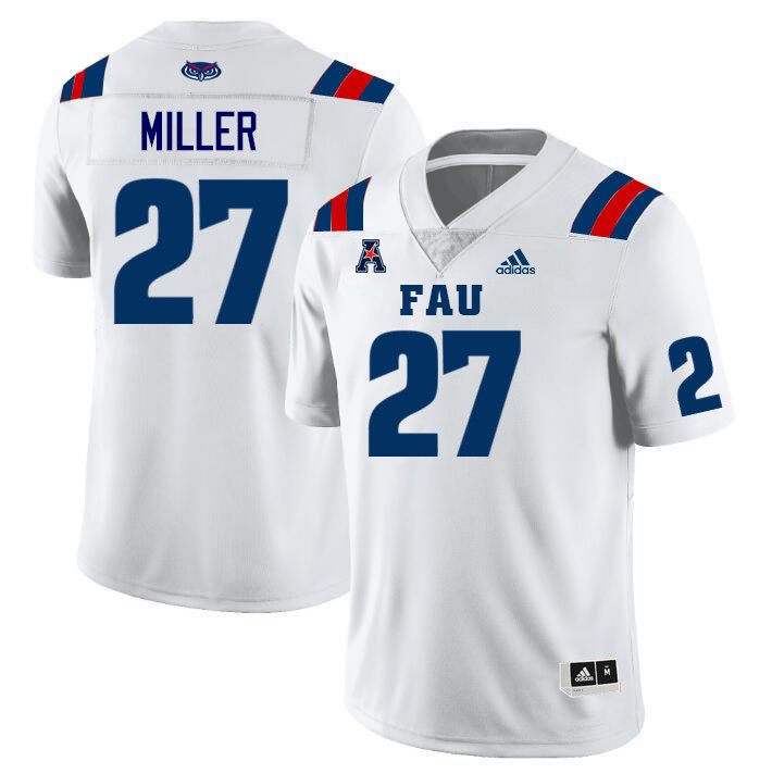 Florida Atlantic Owls #27 Jaheim Miller College Football Jerseys Stitched Sale-White